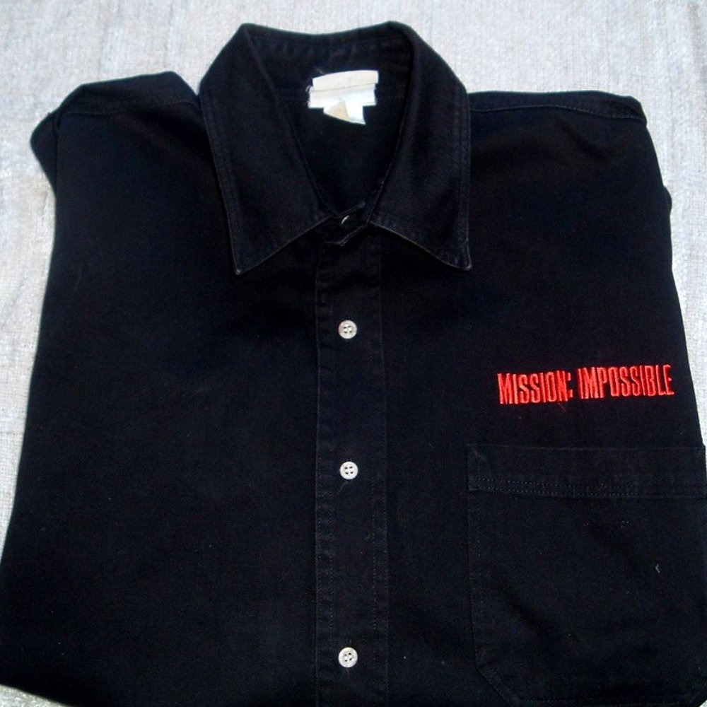 MISSION IMPOSSIBLE PARAMOUNT CREW BLACK WORK SHIRT htf vintgage XL